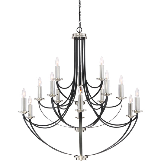 Quoizel Alana 15 Light Chandelier, Mystic Black