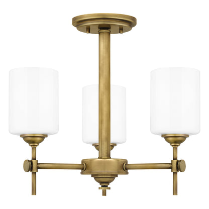 Quoizel Aria 3 Light Semi-Flush Mount, Antique Polished Nickel/Opal - ARI1717AP