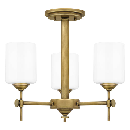 Quoizel Aria 3 Light Semi-Flush Mount, Antique Polished Nickel/Opal - ARI1717AP