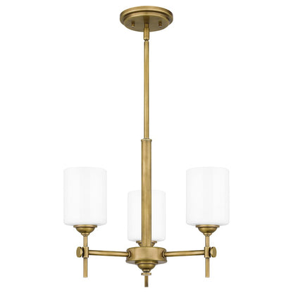 Quoizel Aria 3 Light Pendant, Weathered Brass/Opal - ARI2817WS