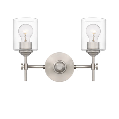 Quoizel Aria 2 Light Bath Vanity, Brushed Nickel/Clear - ARI8615BN