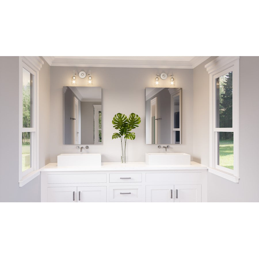 2 Light Bathroom Vanity Light, Brushed Nickel