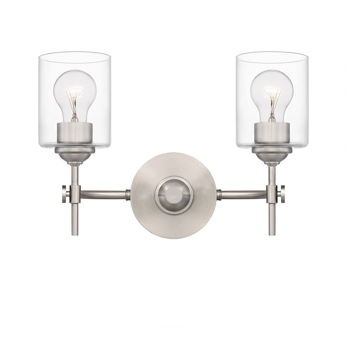 Quoizel Aria 2 Light Bath Vanity, Brushed Nickel/Clear