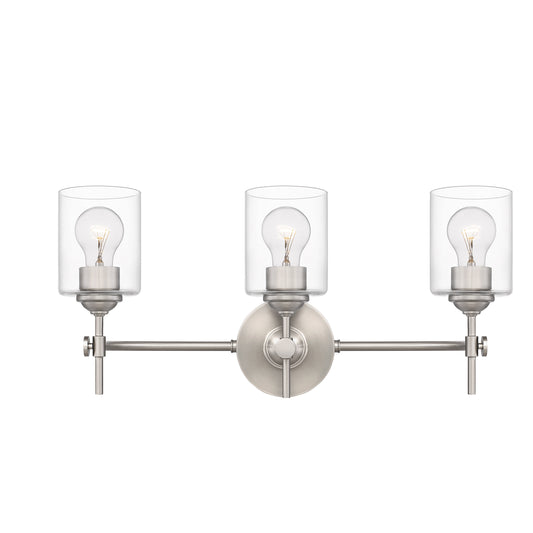 Quoizel Aria 3 Light Bath Vanity, Brushed Nickel/Clear - ARI8622BN