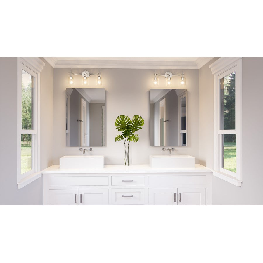 3 Light Bathroom Vanity Light, Brushed Nickel