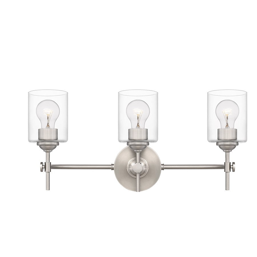 3 Light Bathroom Vanity Light, Brushed Nickel