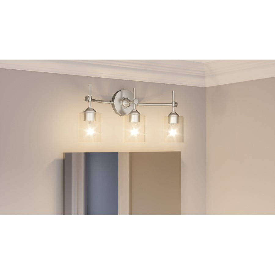 3 Light Bathroom Vanity Light, Brushed Nickel