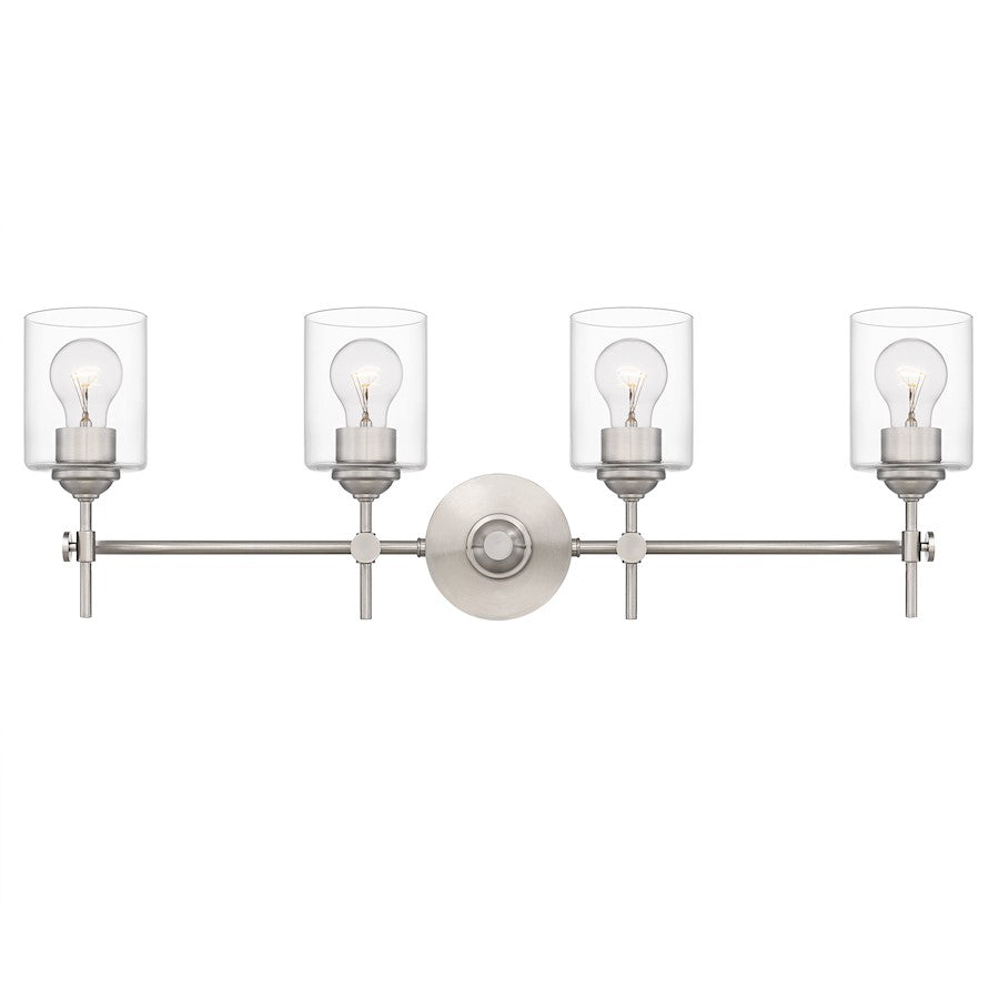 4 Light Bathroom Vanity Light, Brushed Nickel