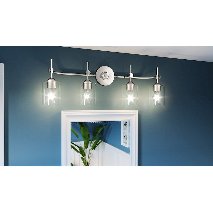 4 Light Bathroom Vanity Light, Brushed Nickel