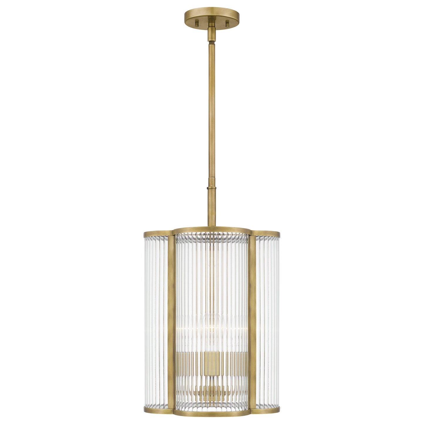 Quoizel Aster 4 Light Mini Pendant, Polished Nickel/Clear Ribbed - ASR1512PK