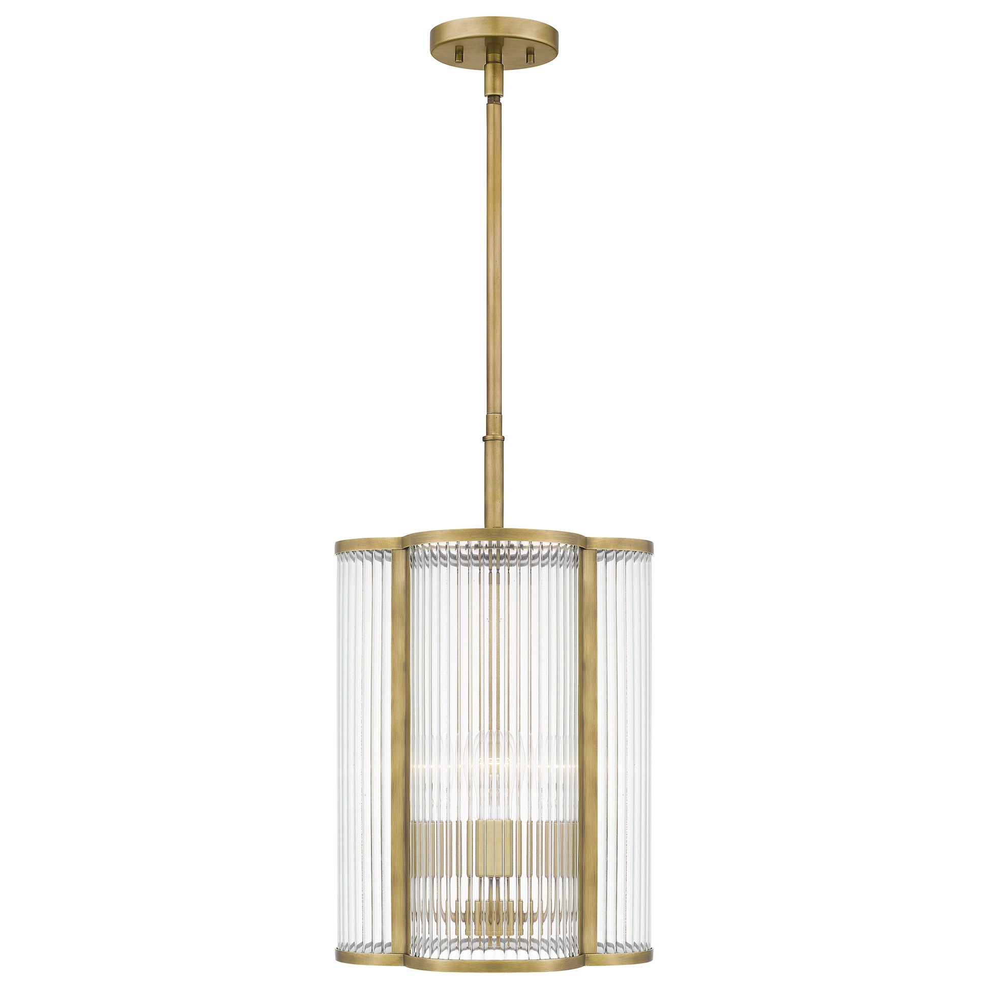 Quoizel Aster 4 Light Mini Pendant, Polished Nickel/Clear Ribbed - ASR1512PK