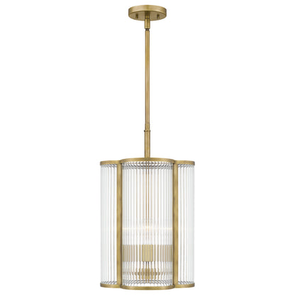 Quoizel Aster 4 Light Mini Pendant, Polished Nickel/Clear Ribbed - ASR1512PK