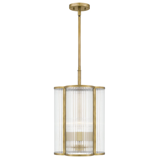 Quoizel Aster 4 Light Mini Pendant, Polished Nickel/Clear Ribbed - ASR1512PK