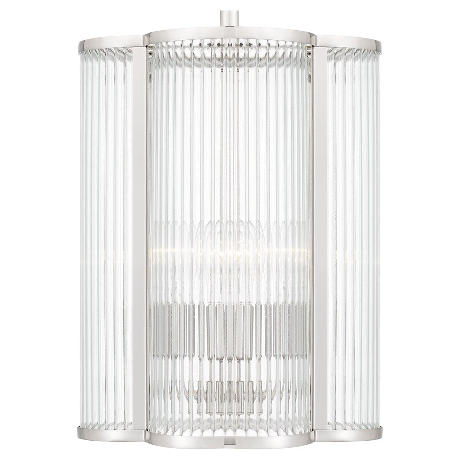 4 Light Mini Pendant, Clear Ribbed