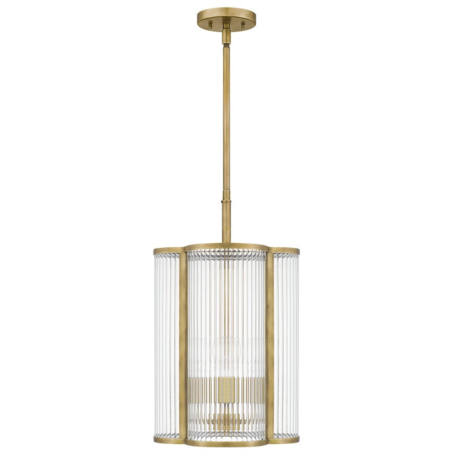 4 Light Mini Pendant, Clear Ribbed