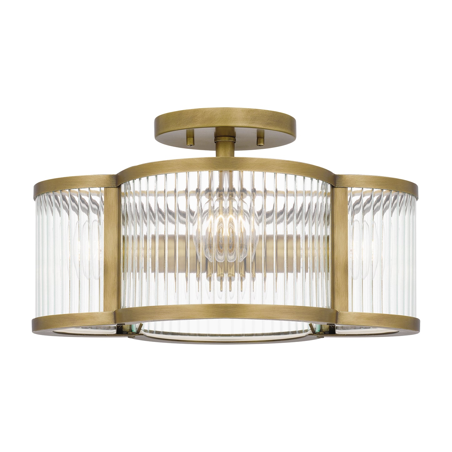 Quoizel Aster 4 Light Semi-Flush Mount, Polished Nickel/Clear Ribbed - ASR1715PK