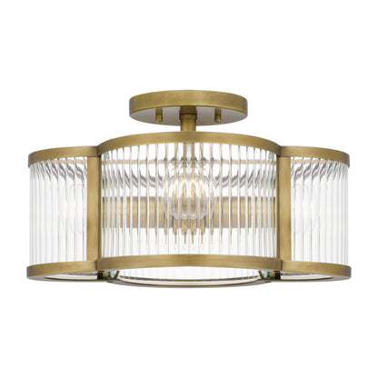 Quoizel Aster 4 Light Semi-Flush Mount, Polished Nickel/Clear Ribbed - ASR1715PK