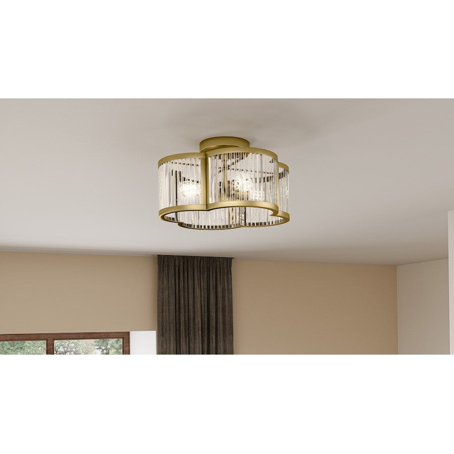 Quoizel Aster 4 Light Semi-Flush Mount, Clear Ribbed