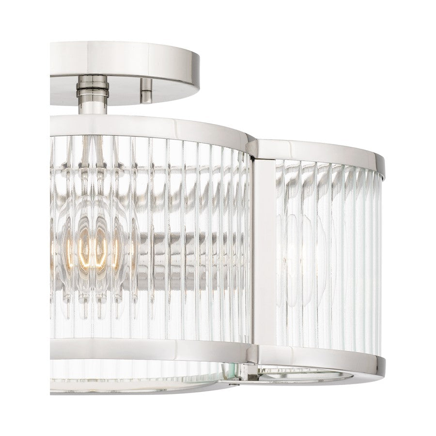 Quoizel Aster 4 Light Semi-Flush Mount, Clear Ribbed