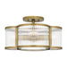 Quoizel Aster 4 Light Semi-Flush Mount, Weathered Brass/Clear Ribbed - ASR1715WS