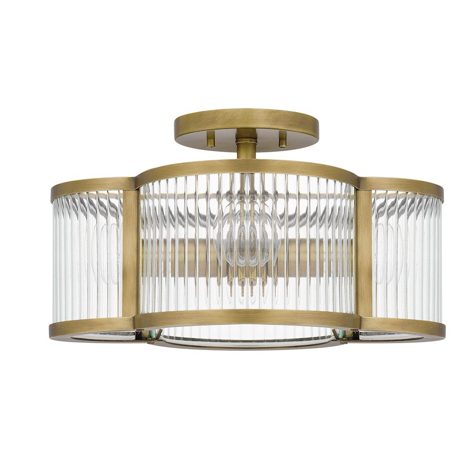 Quoizel Aster 4 Light Semi-Flush Mount, Clear Ribbed