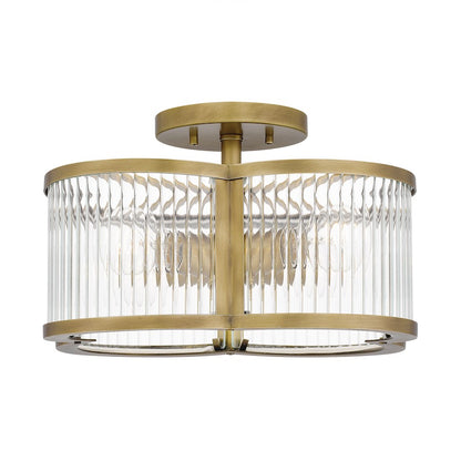 Quoizel Aster 4 Light Semi-Flush Mount, Clear Ribbed