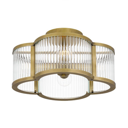 Quoizel Aster 4 Light Semi-Flush Mount, Clear Ribbed