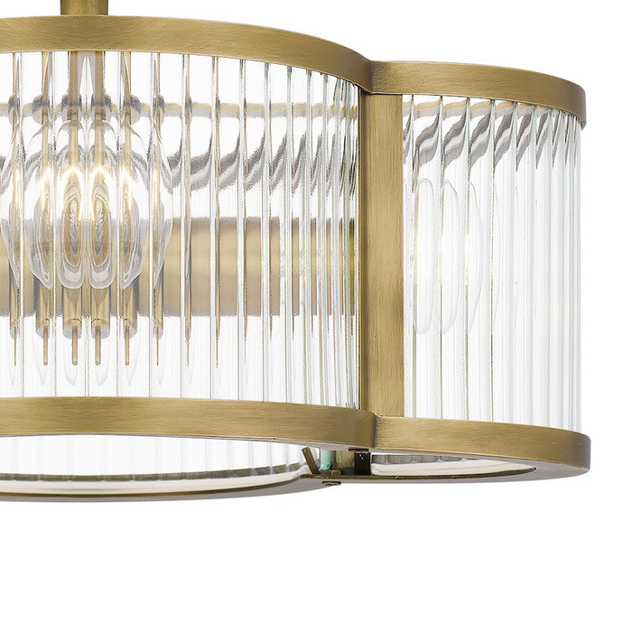 Quoizel Aster 4 Light Semi-Flush Mount, Clear Ribbed
