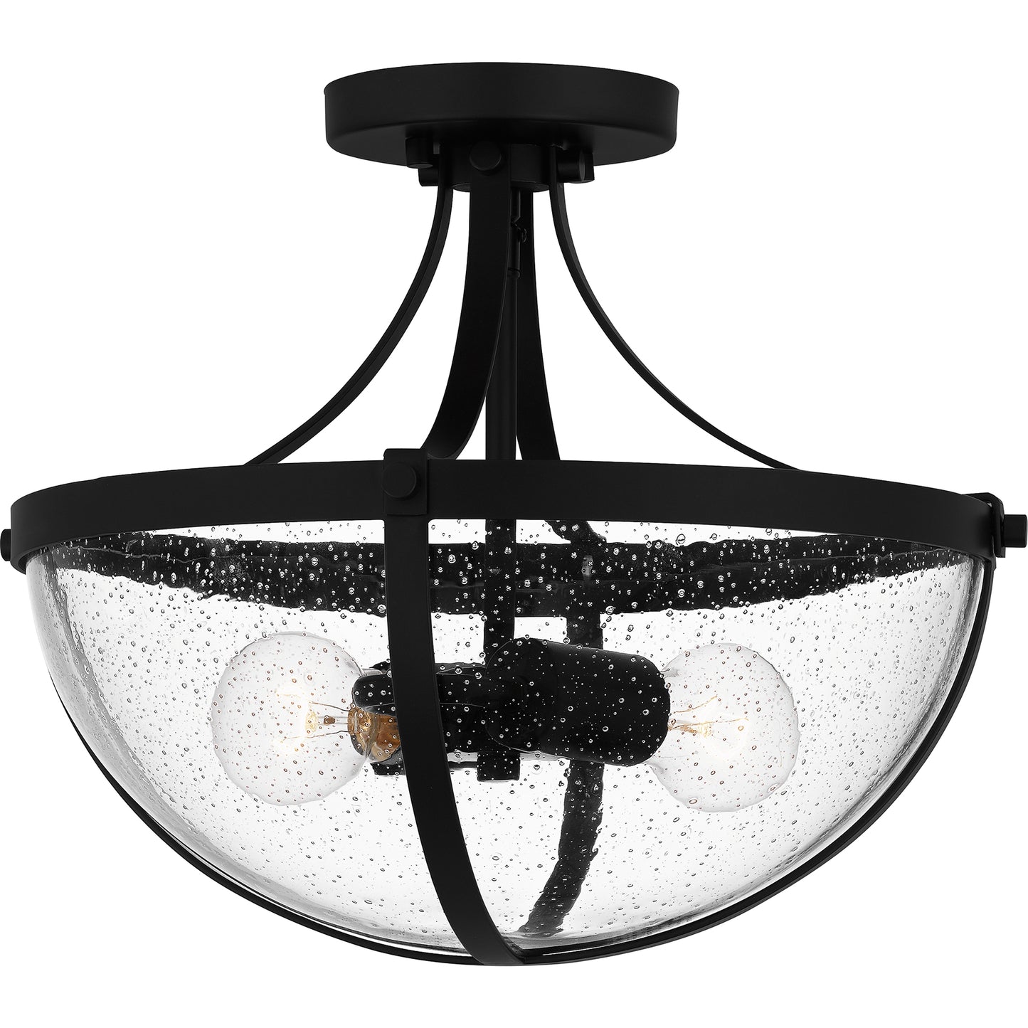 Quoizel Antebellum 2 Light Semi-Flush Mount, Black/Clear Seedy - ATB1714MBK