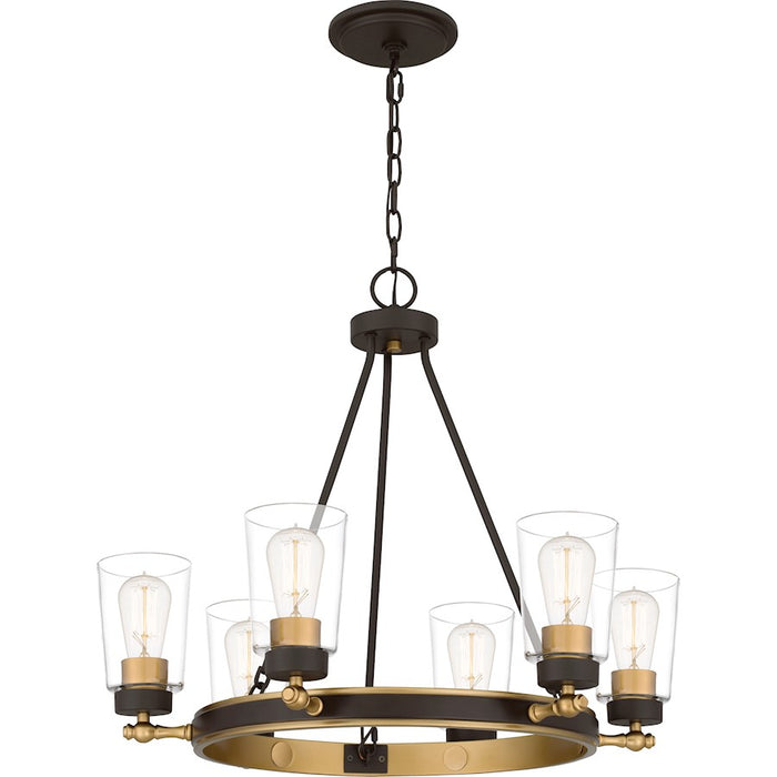 Quoizel Atwood 6 Light Chandelier, Old Bronze/Clear