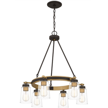 Quoizel Atwood 6 Light Chandelier, Old Bronze/Clear