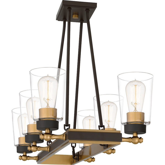 Quoizel Atwood 6 Light Island Light, Old Bronze/Clear