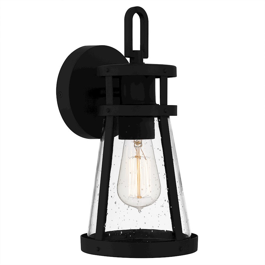 Quoizel Barber 1 Light 13" Outdoor Lantern, Matte Black/Clear Seedy - BAB8406MBK