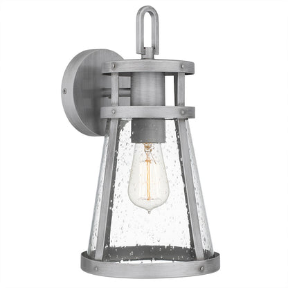 Quoizel Barber 1 Light 17" Outdoor Lantern, Aluminum/Clear Seedy - BAB8409ABA