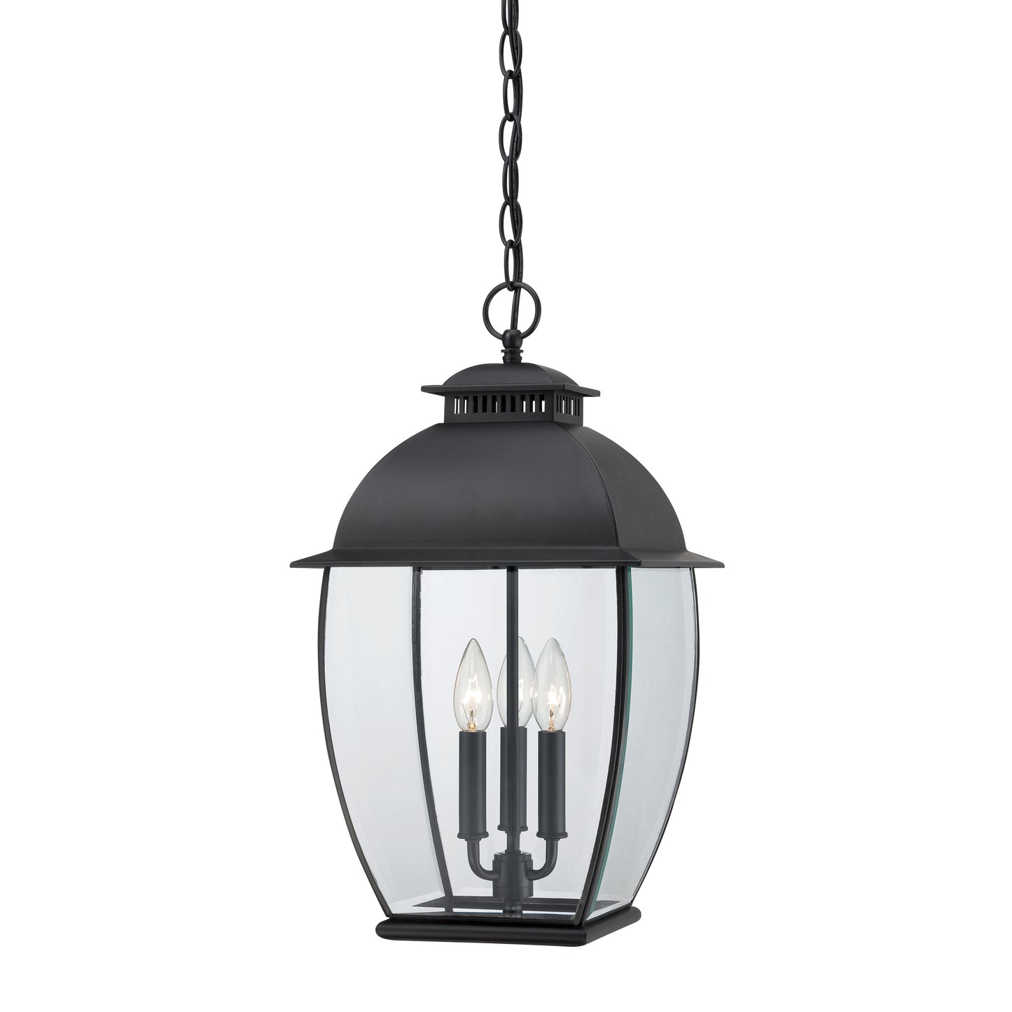 Quoizel 3 Light Bain Outdoor Hanging Lantern, Mystic Black