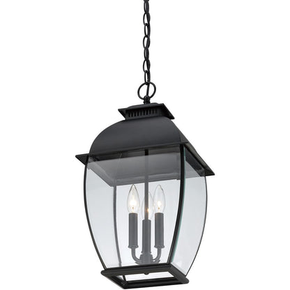 Quoizel 3 Light Bain Outdoor Hanging Lantern, Mystic Black