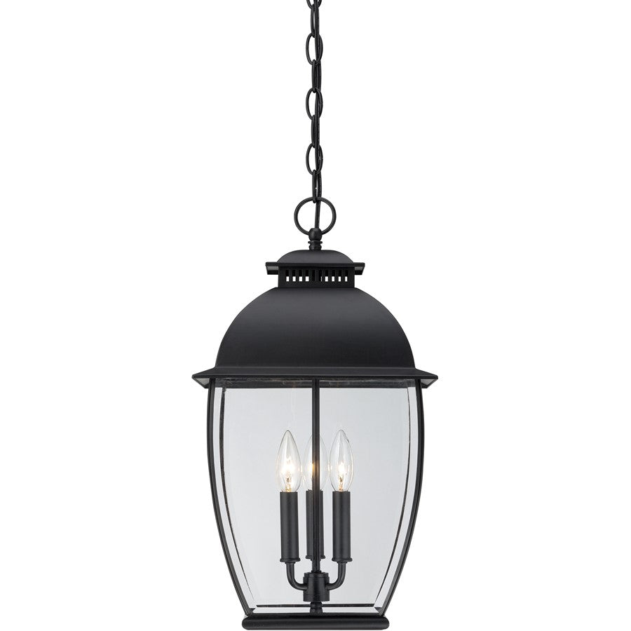 Quoizel 3 Light Bain Outdoor Hanging Lantern, Mystic Black