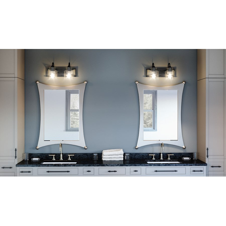 Bartley 2 Light Bathroom Vanity Light, Clear Seeded