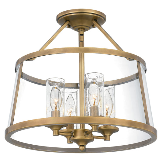 Quoizel Barlow 4 Light Semi-Flush Mount, Weathered Brass - BAW1716WS