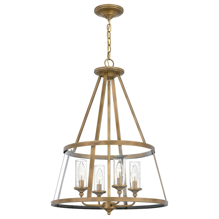 4 Light Pendant, Weathered Brass