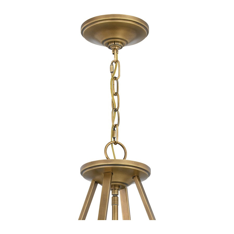 4 Light Pendant, Weathered Brass