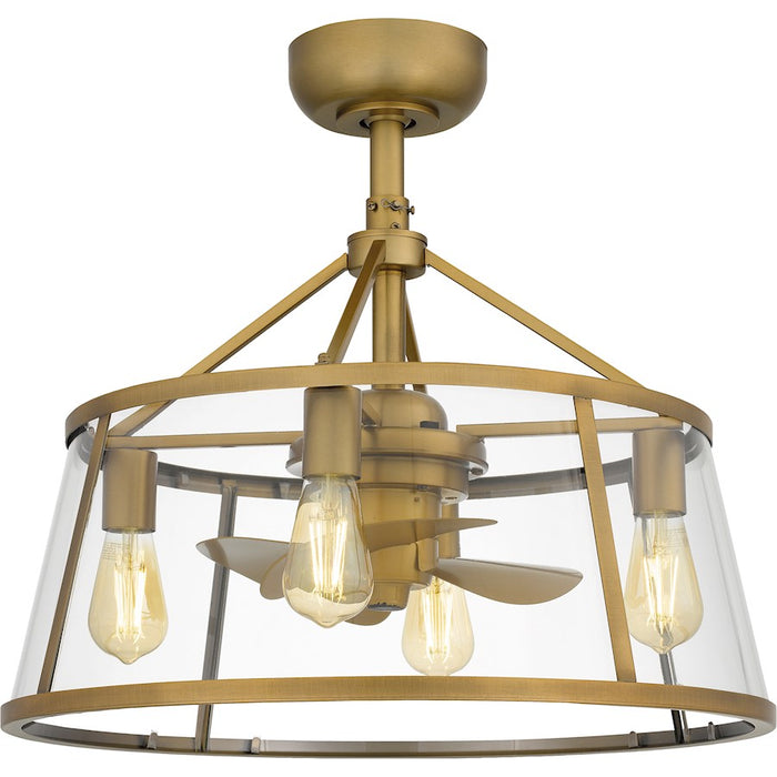 Quoizel Barlow 4 Light Fan Light, Weathered Brass/Clear Bend Glass - BAW3122WS