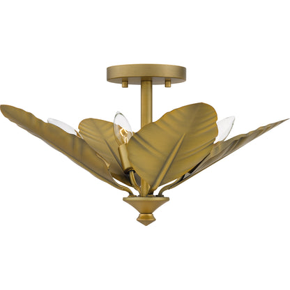 Quoizel Bayley 4 Light Semi-Flush Mount, Aged Brass - BAY1718AB