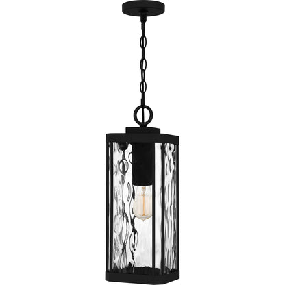 Quoizel Balchier 1 Light 7" Outdoor Lantern, Black/Clear Hammered - BCR1907MBK