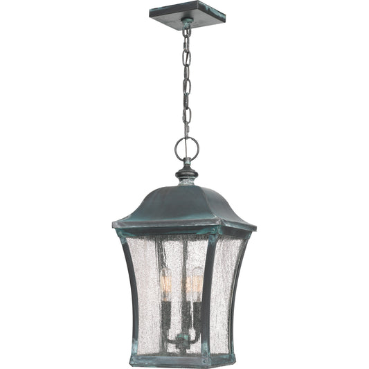 Quoizel Bardstown 3 Light Outdoor Hanging Lantern, Aged Verde