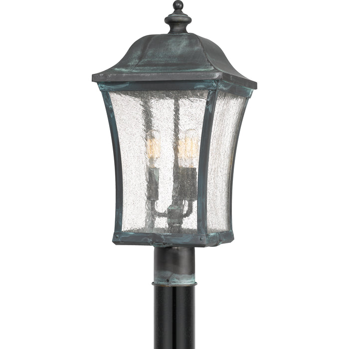 Quoizel Bardstown 3 Light Outdoor Post Lantern, Aged Verde