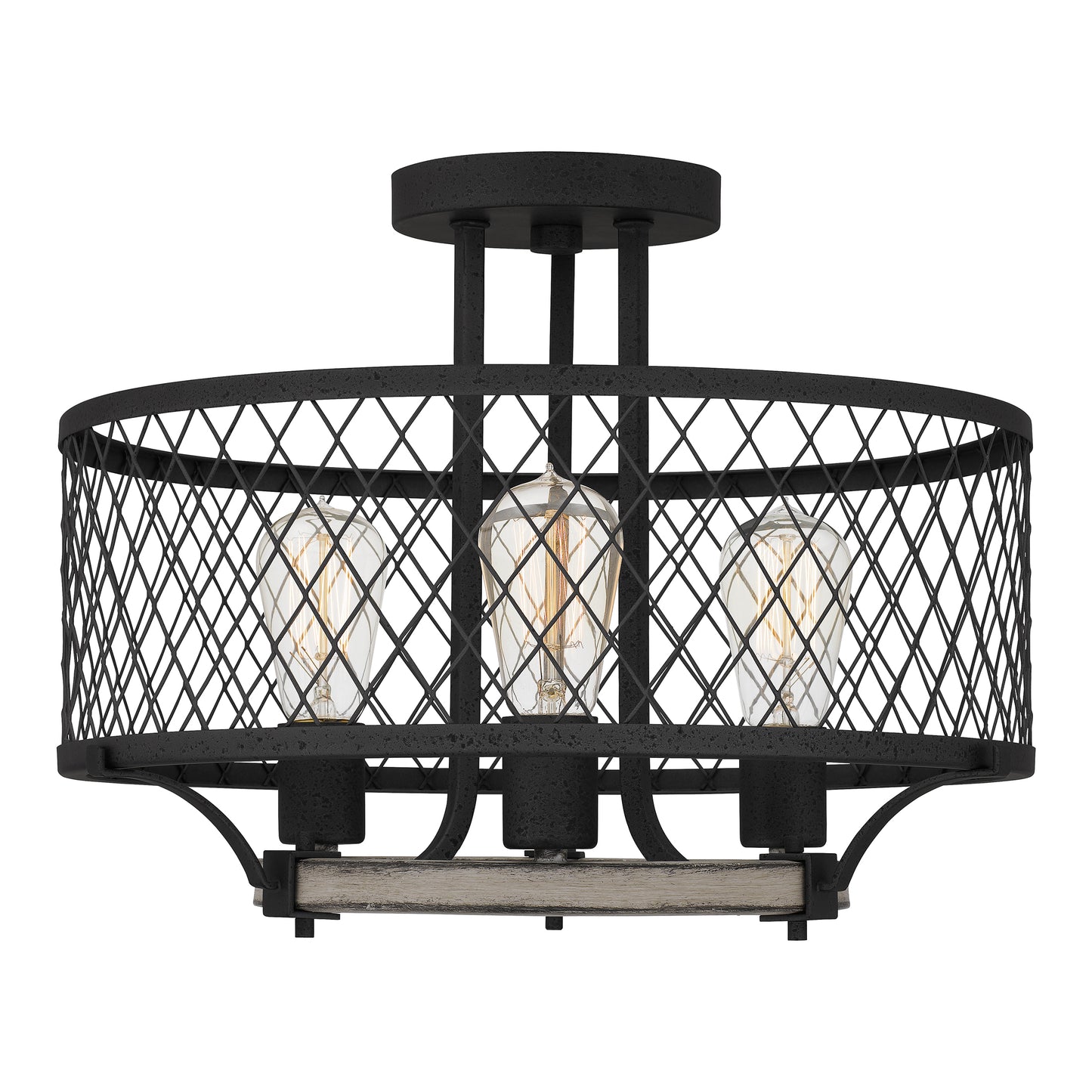 Quoizel Benton 3 Light Semi-Flush Mount, Distressed Iron - BEO1717DO