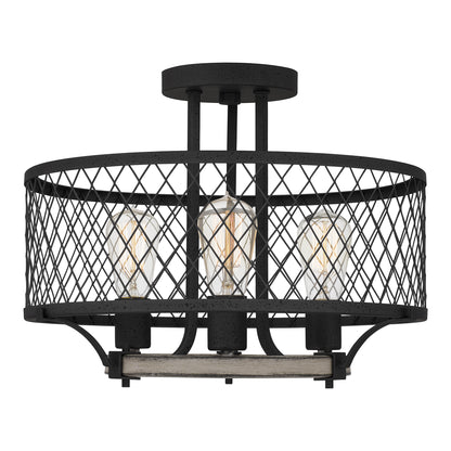 Quoizel Benton 3 Light Semi-Flush Mount, Distressed Iron - BEO1717DO