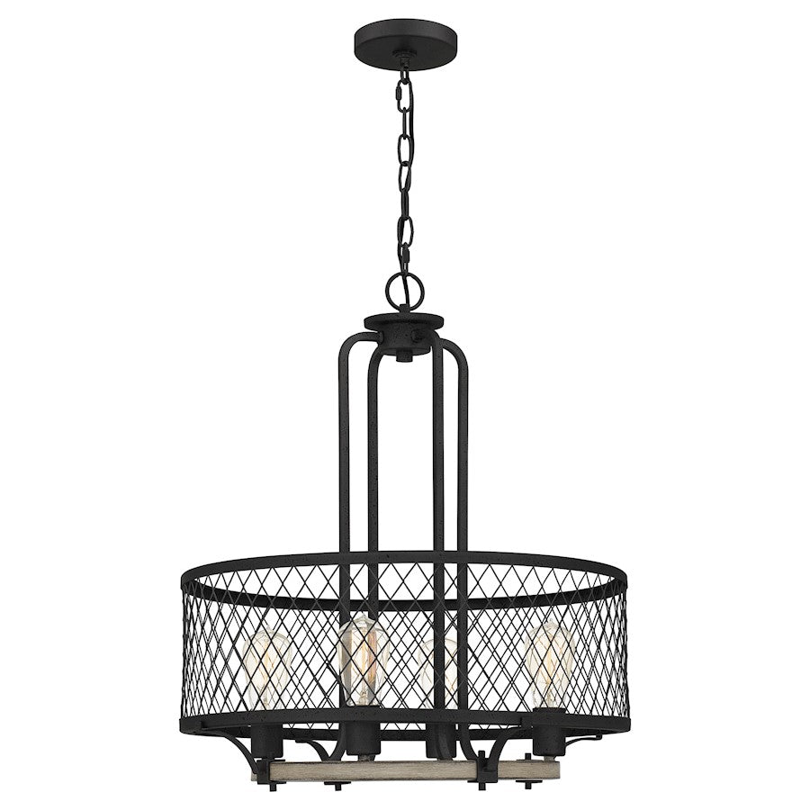 4 Light Pendant, Distressed Iron