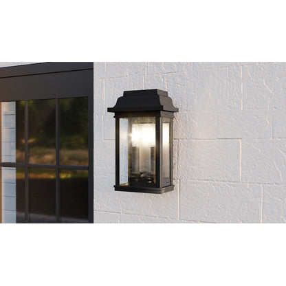 Quoizel Berkley Outdoor Lantern, Mottled Black/Clear